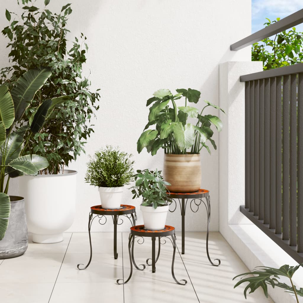 Supporti per Piante 3 pz Terracotta e Bianco in Ceramica | homemem39
