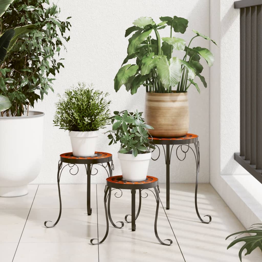 Supporti per Piante 3 pz Terracotta e Bianco in Ceramica | homemem39