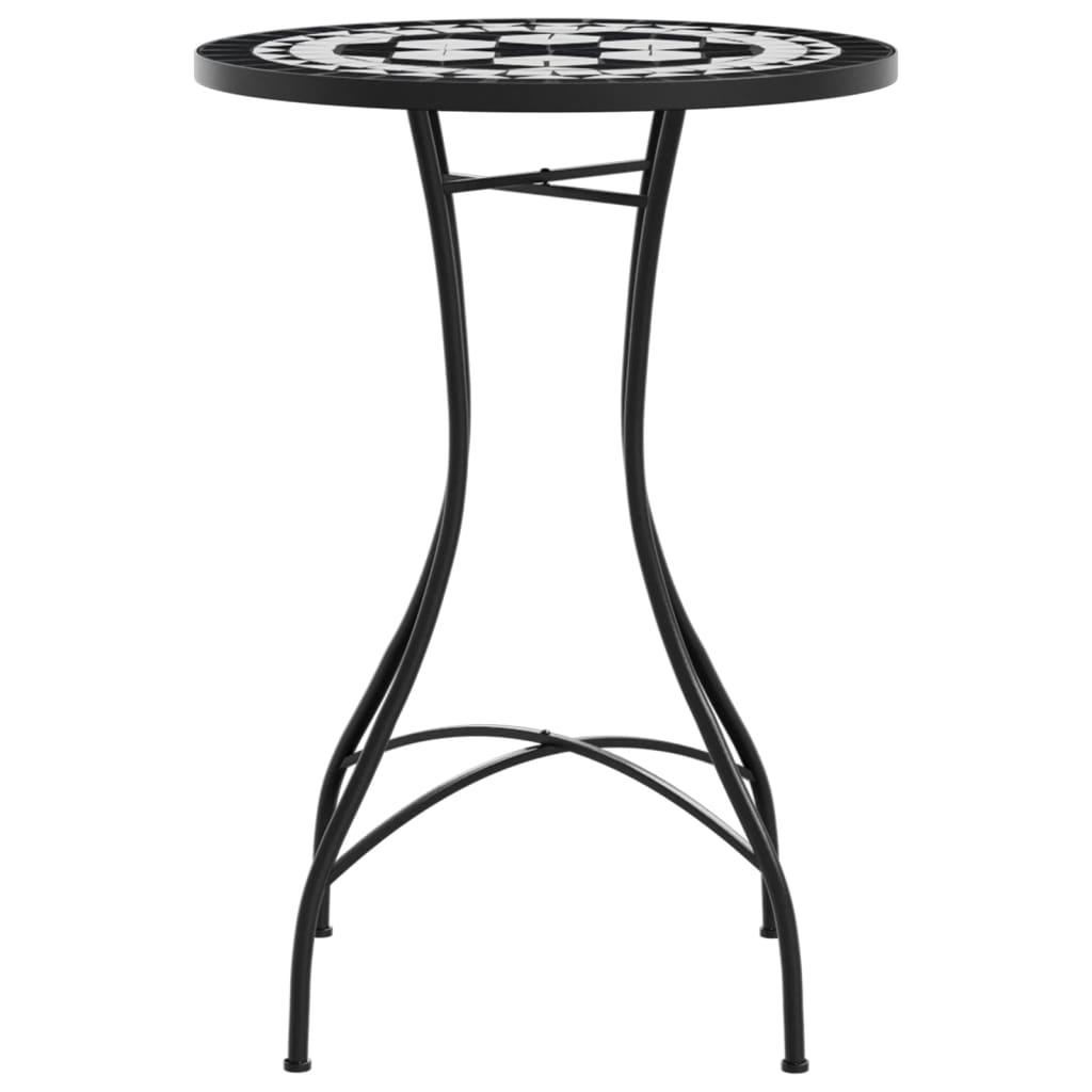 Tavolino da Bistrot con Mosaico Nero e Bianco Ø50x70cm Ceramica