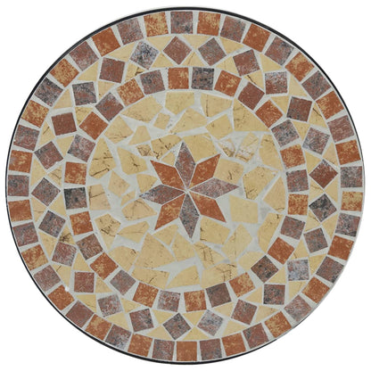 Tavolino Bistrot con Mosaico Terracotta e Bianco Ceramica