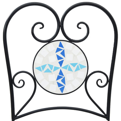 Sedie da Bistrò Pieghevoli 2 pz Blu e Bianco in Ceramica - homemem39