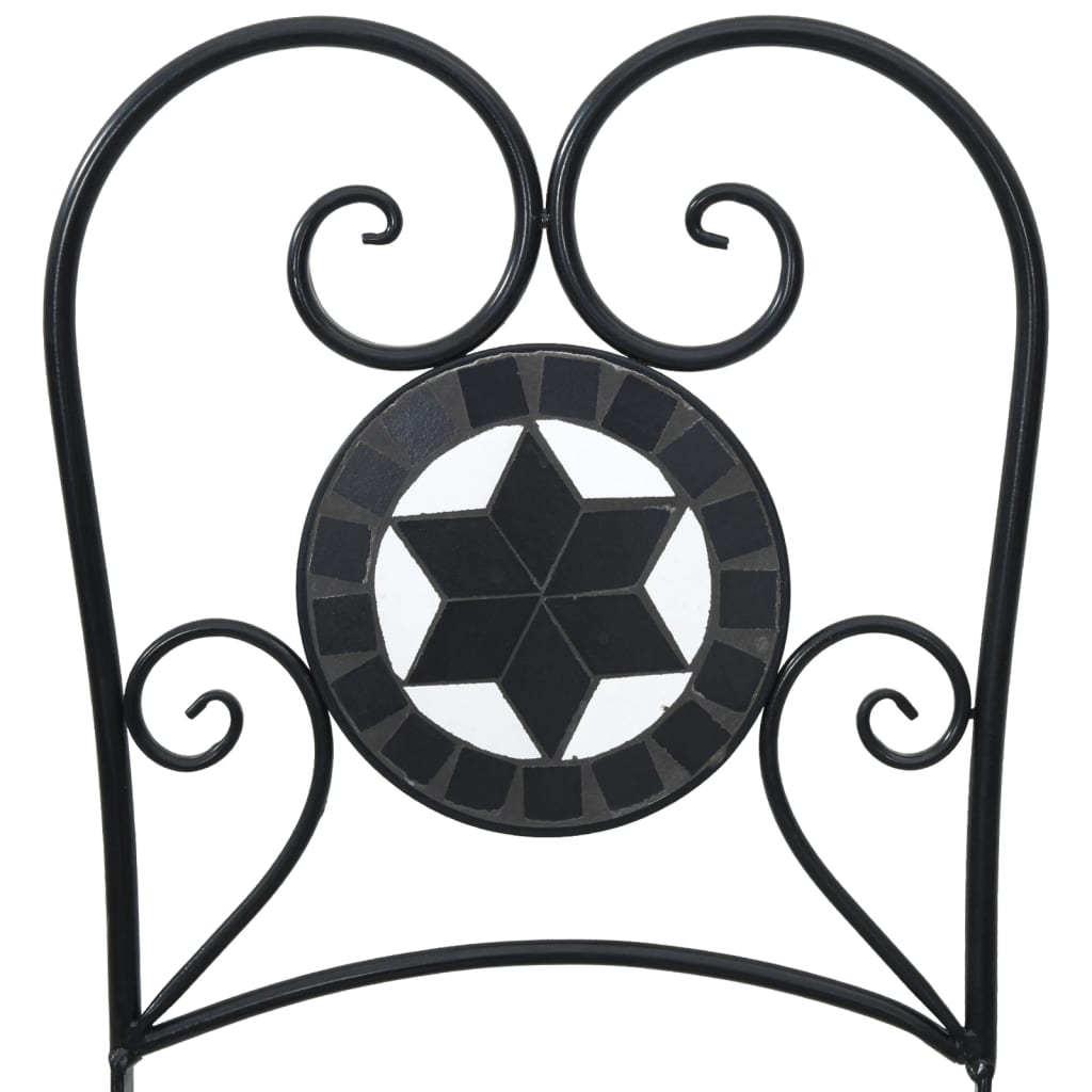 Sedie da Bistrò Pieghevoli 2 pz Nero e Bianco in Ceramica - homemem39