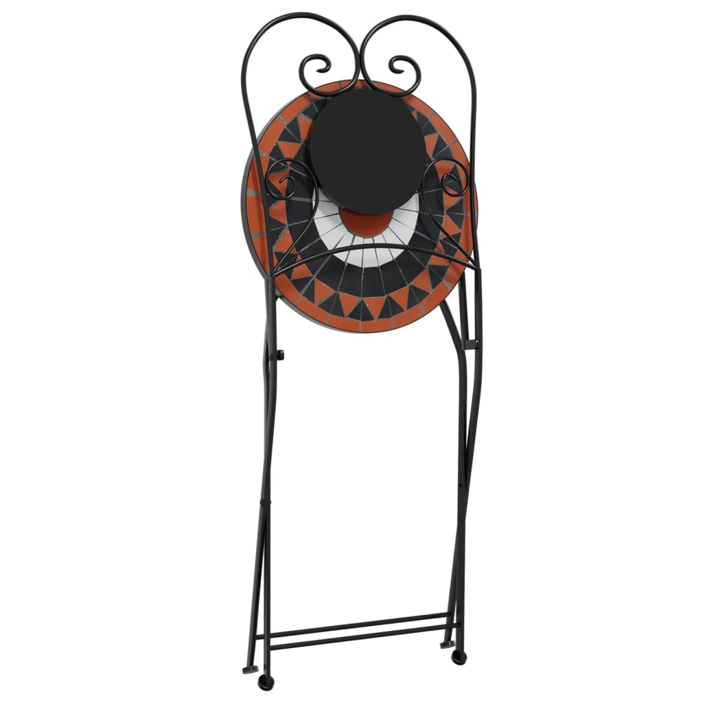 Sedie da Bistrò Pieghevoli 2 pz Terracotta e Bianco in Ceramica - homemem39