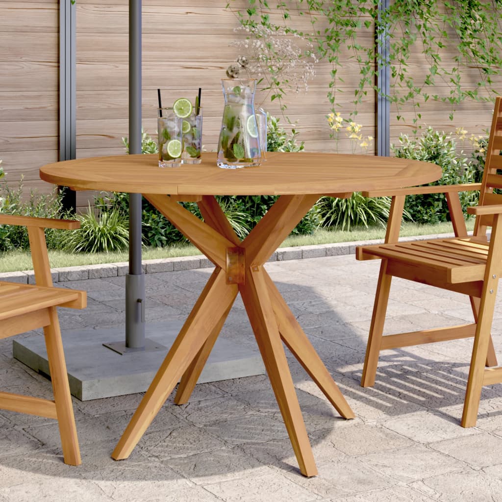 Tavolo da Giardino Rotondo Ø110x75cm in Legno Massello Acacia