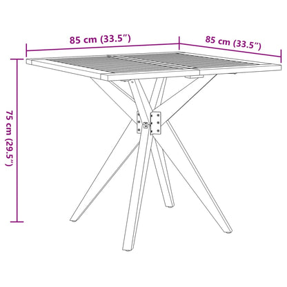 Tavolo da Giardino Quadrato 85x85x75cm Legno Massello di Acacia