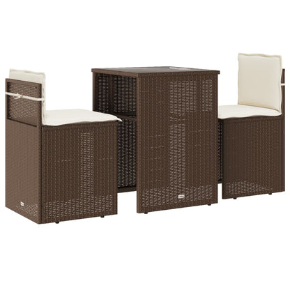 Set Bistrò 3 pz con Cuscini Marrone in Polyrattan