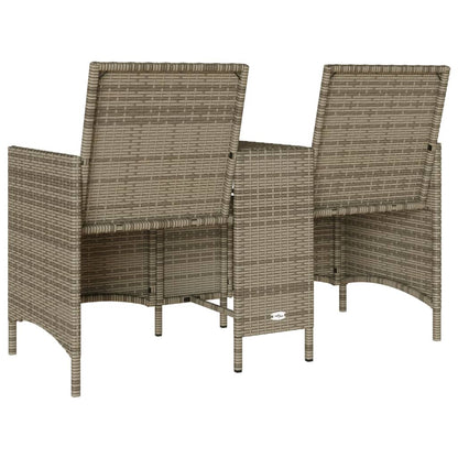 Divano Giardino 2 Posti con Tavolo e Cuscini Grigio Polyrattan | homemem39