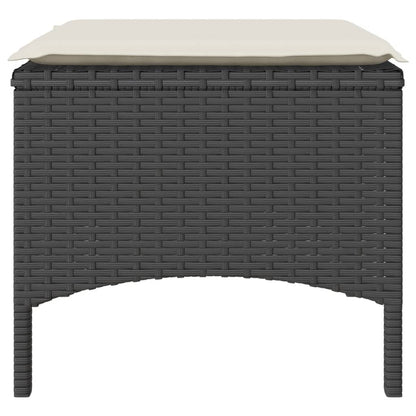 Divano Giardino 2 Posti con Tavolo e Sgabelli Nero Polyrattan | homemem39