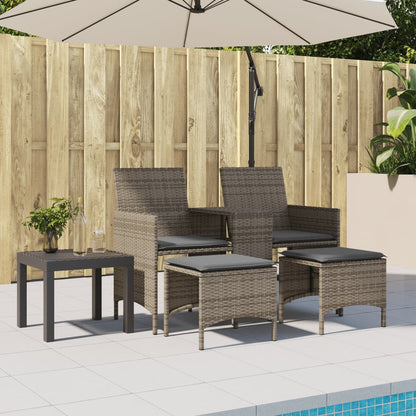 Divano Giardino 2 Posti con Tavolo e Sgabelli Grigio Polyrattan | homemem39