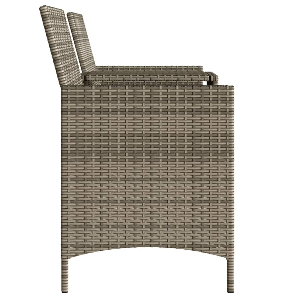 Divano Giardino 2 Posti con Tavolo e Sgabelli Grigio Polyrattan | homemem39