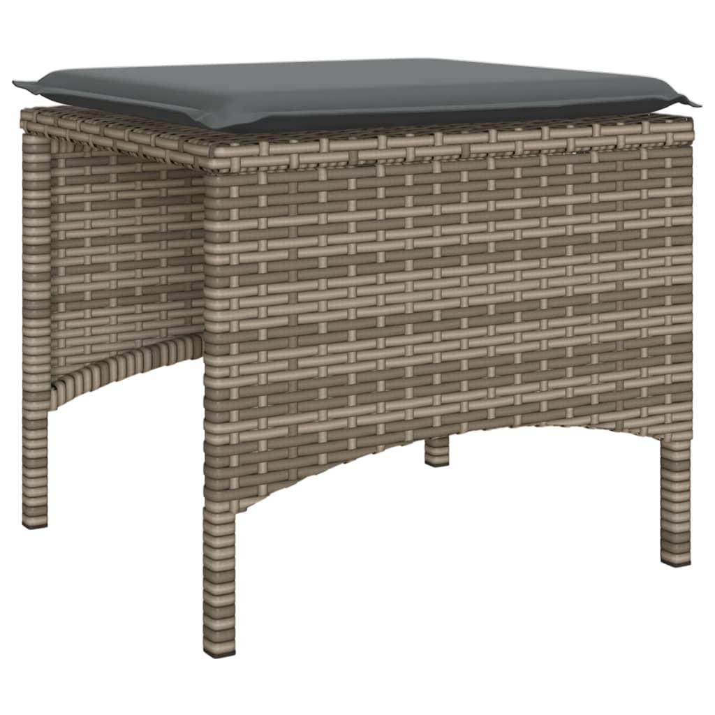 Divano Giardino 2 Posti con Tavolo e Sgabelli Grigio Polyrattan | homemem39