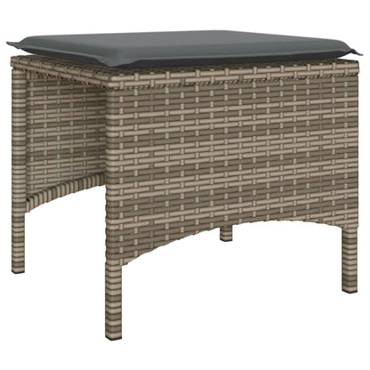 Divano Giardino 2 Posti con Tavolo e Sgabelli Grigio Polyrattan | homemem39