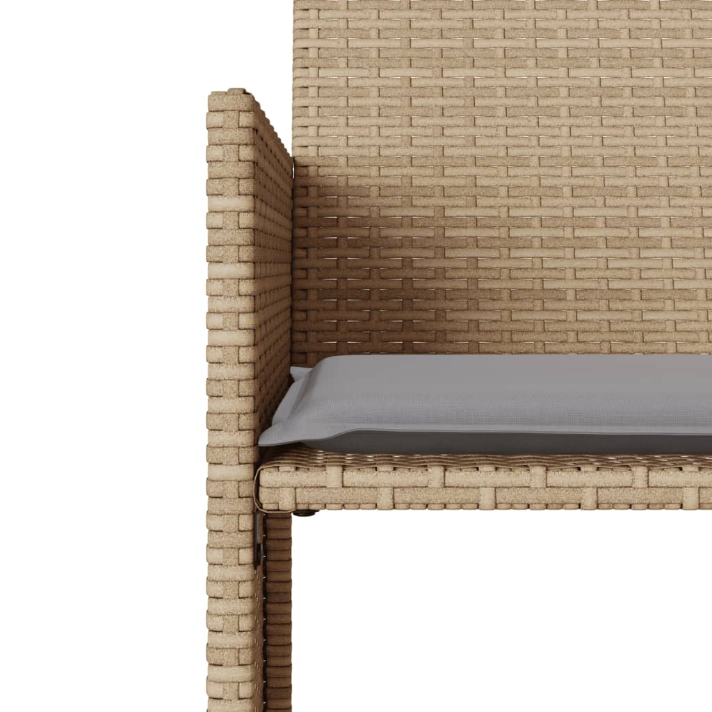 Divano Giardino 2 Posti con Tavolo e Sgabelli Beige Polyrattan