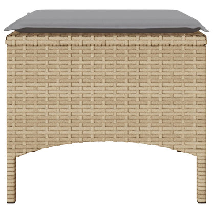 Divano Giardino 2 Posti con Tavolo e Sgabelli Beige Polyrattan
