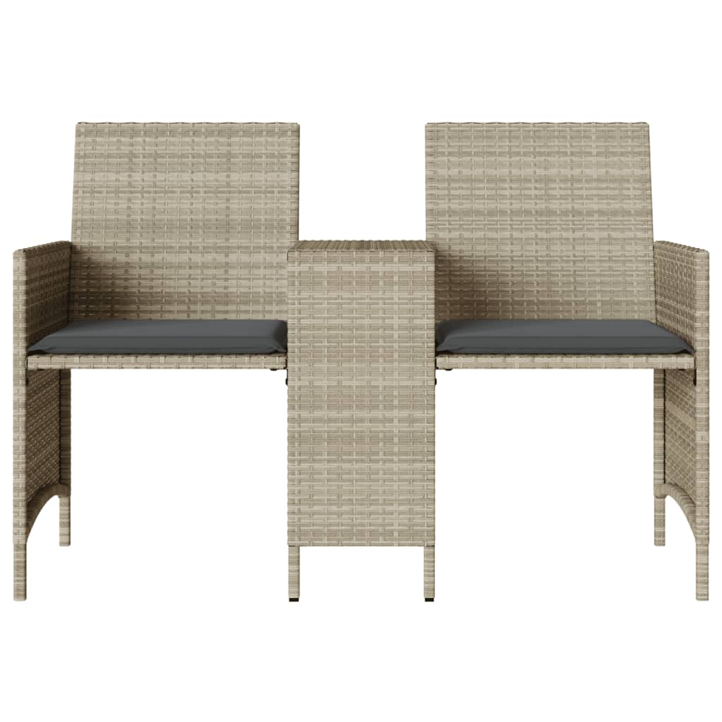Divano Giardino 2Posti Tavolo Sgabelli Grigio Chiaro Polyrattan | homemem39