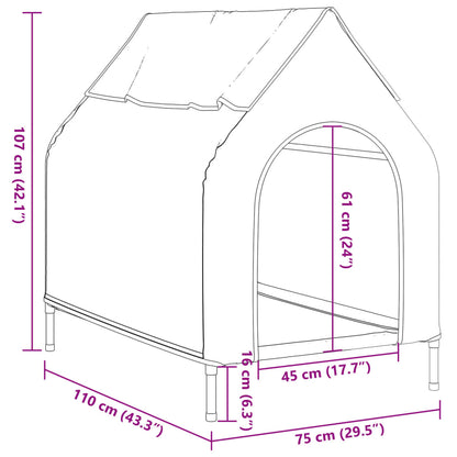 Dog Kennel in Anthracite Oxford Canvas and Steel