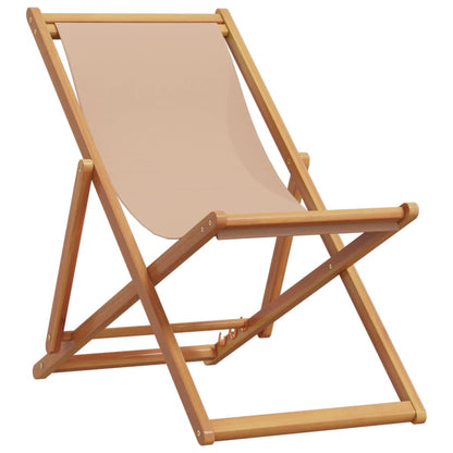 Folding Beach Chair Dove Gray Eucalyptus Wood and Fabric