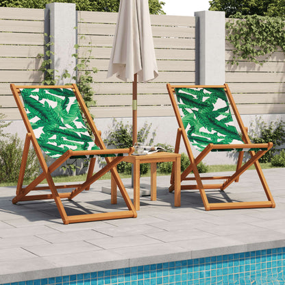 Folding Beach Chair with Eucalyptus Wood and Fabric Leaves