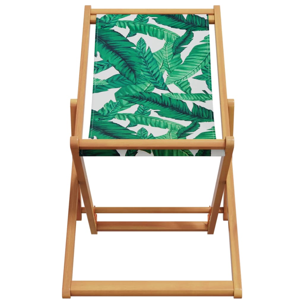 Folding Beach Chair with Eucalyptus Wood and Fabric Leaves