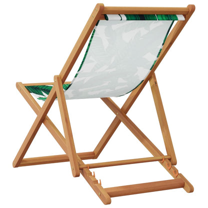 Folding Beach Chair with Eucalyptus Wood and Fabric Leaves