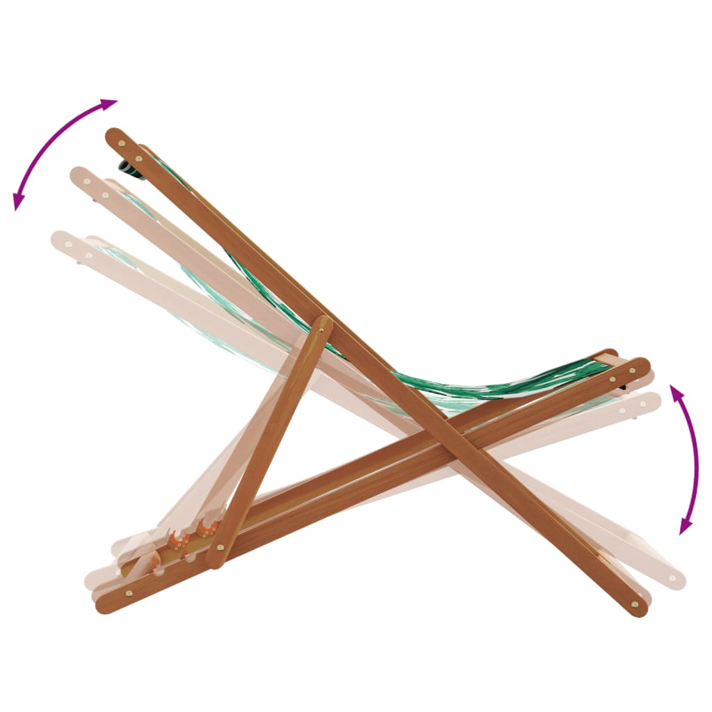 Sedia da Spiaggia Pieghevole Foglie Legno Eucalipto e Tessuto - homemem39