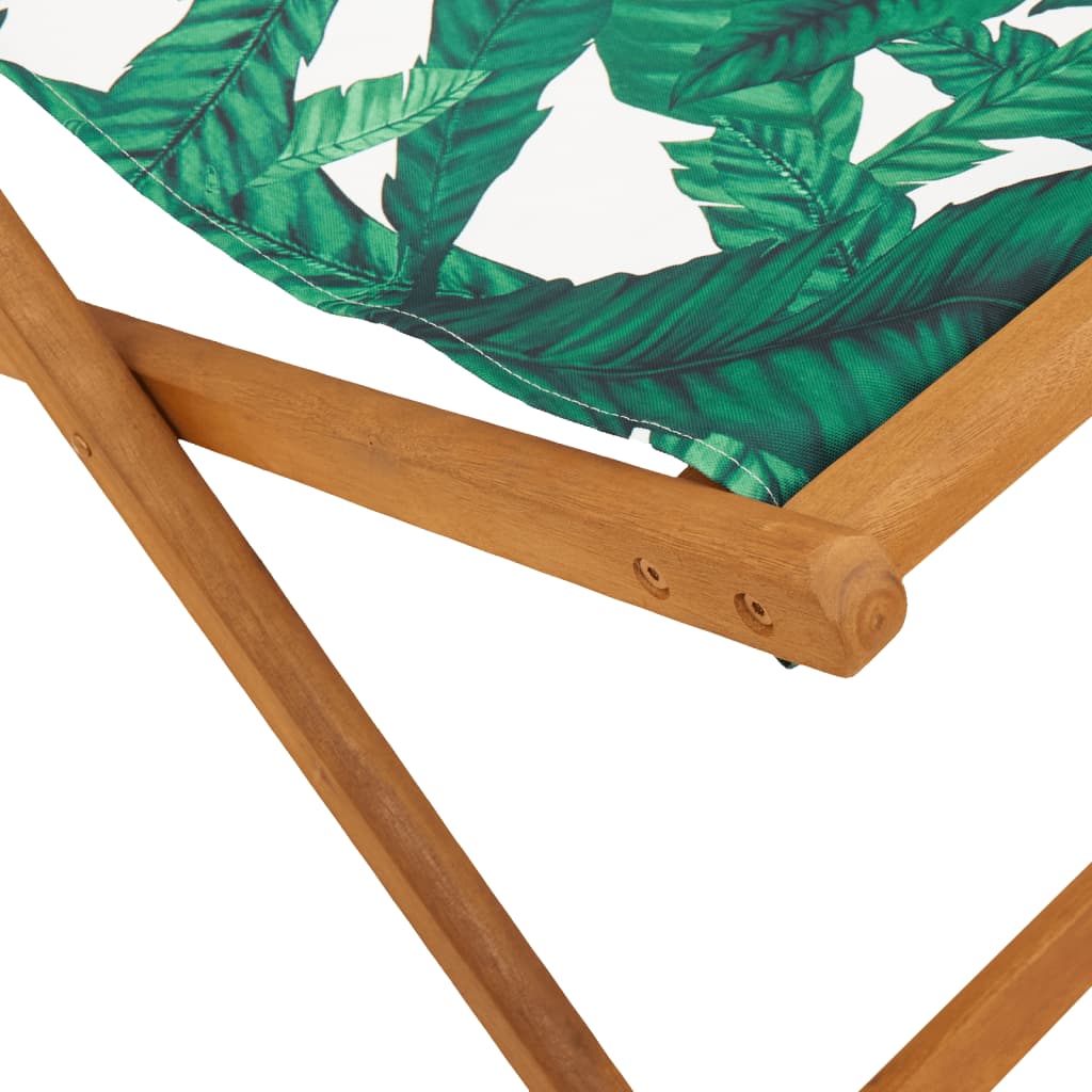 Folding Beach Chair with Eucalyptus Wood and Fabric Leaves