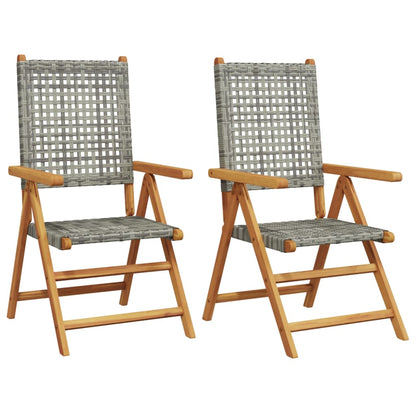 Garden Chairs 2pcs Gray Solid Acacia Wood and Polyrattan