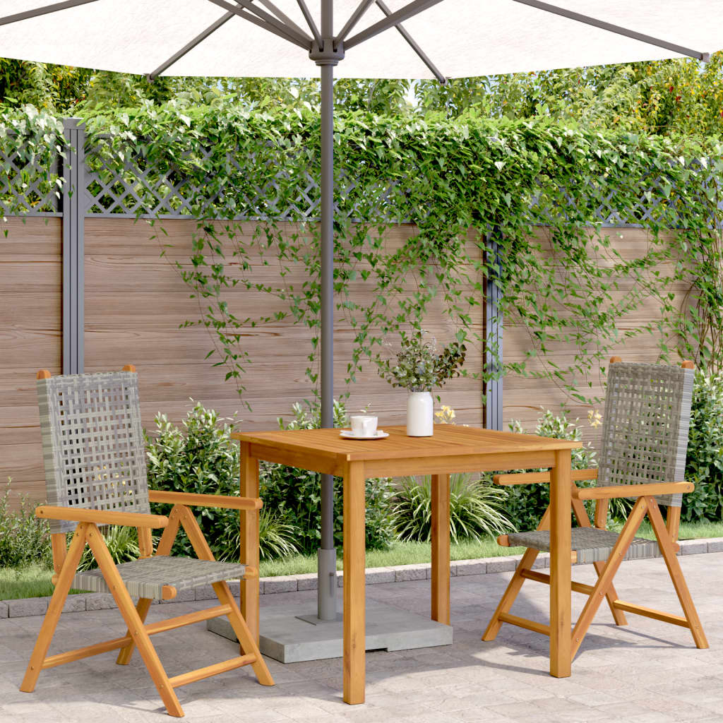 Sedie da Giardino 2pz Grigie Legno Massello Acacia e Polyrattan - homemem39
