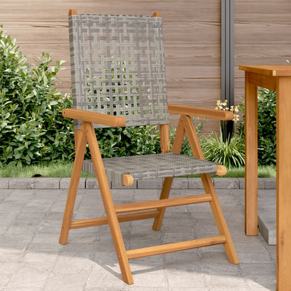 Garden Chairs 2pcs Gray Solid Acacia Wood and Polyrattan
