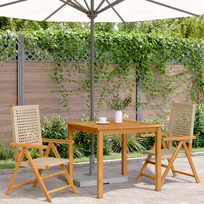 Sedie da Giardino 2 pz Beige Legno Massello Acacia e Polyrattan - homemem39