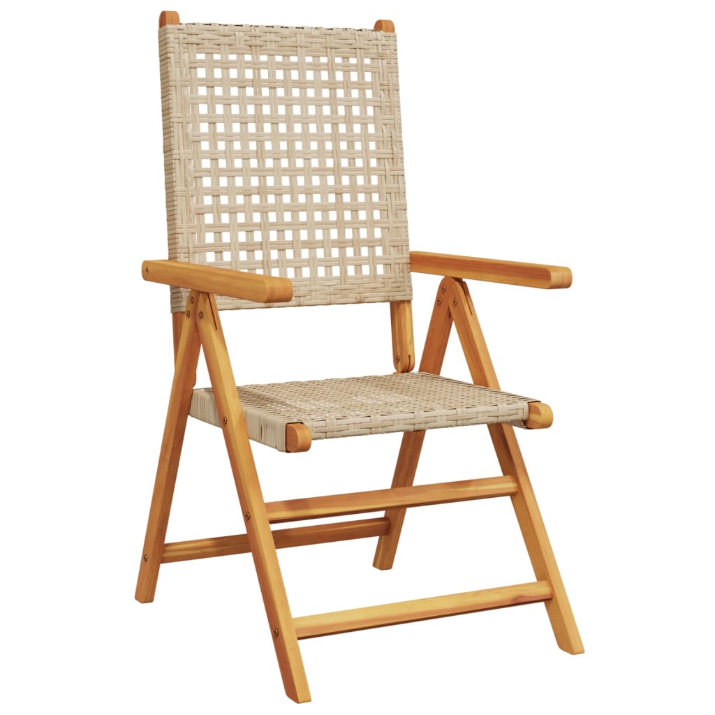 Sedie da Giardino 2 pz Beige Legno Massello Acacia e Polyrattan