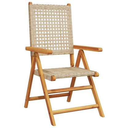 Garden Chairs 2 pcs Beige Solid Acacia Wood and Polyrattan