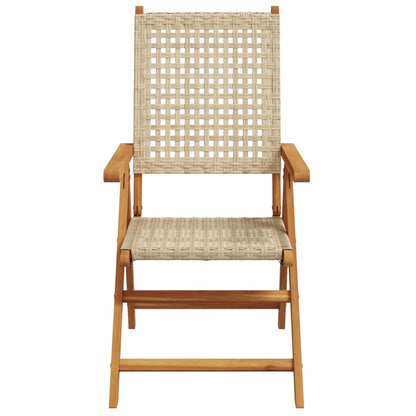 Sedie da Giardino 2 pz Beige Legno Massello Acacia e Polyrattan - homemem39
