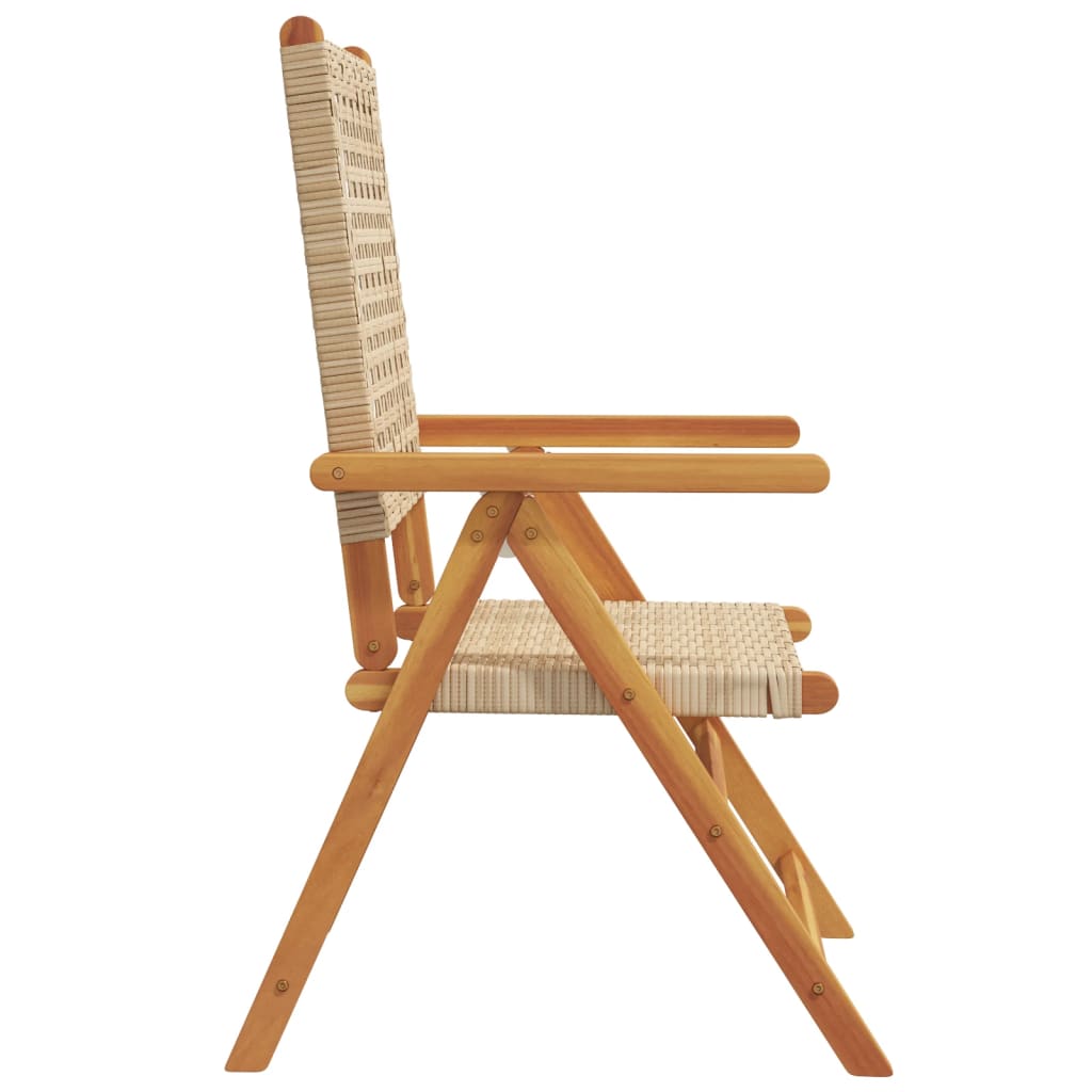 Sedie da Giardino 2 pz Beige Legno Massello Acacia e Polyrattan - homemem39
