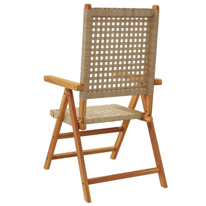 Sedie da Giardino 2 pz Beige Legno Massello Acacia e Polyrattan