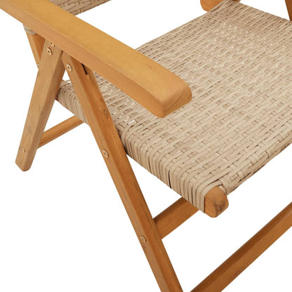 Sedie da Giardino 2 pz Beige Legno Massello Acacia e Polyrattan