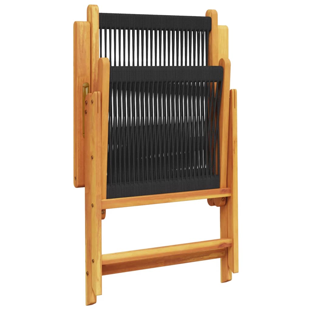 Sedie Giardino 2 pz Nere Legno Massello Acacia e Polipropilene - homemem39