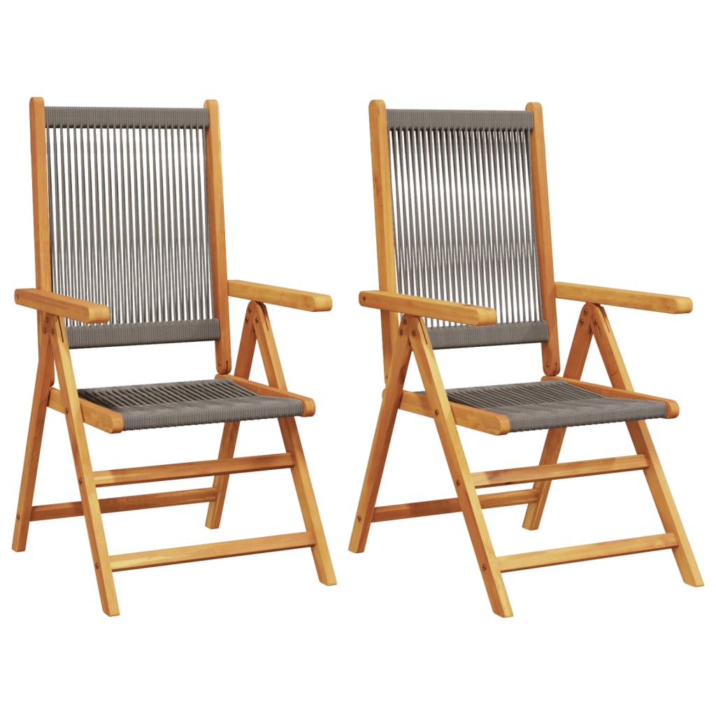 Garden Chairs 2pcs Gray Solid Acacia Wood and Polypropylene