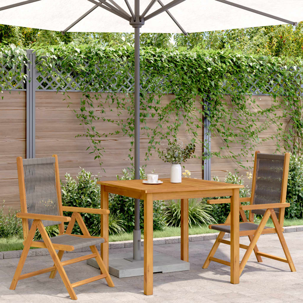 Garden Chairs 2pcs Gray Solid Acacia Wood and Polypropylene