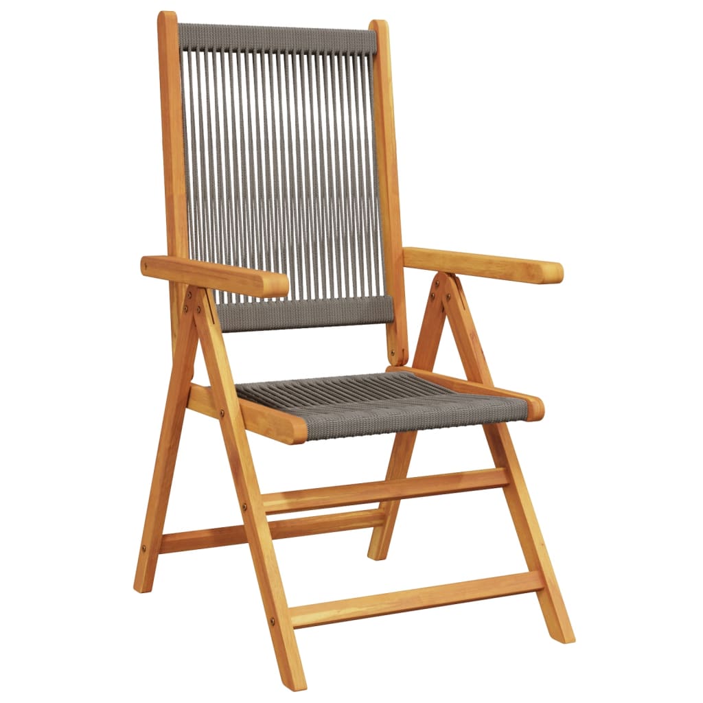 Garden Chairs 2pcs Gray Solid Acacia Wood and Polypropylene