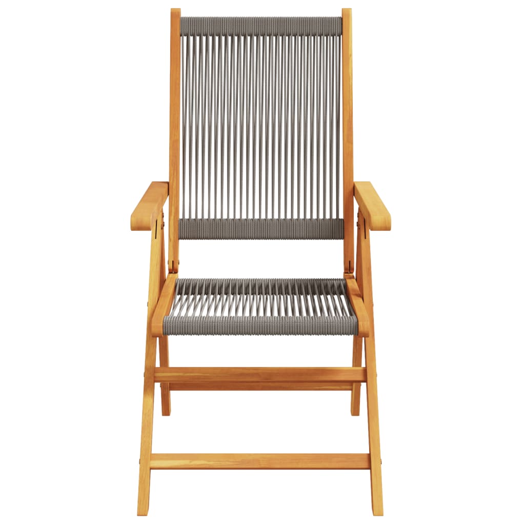 Garden Chairs 2pcs Gray Solid Acacia Wood and Polypropylene