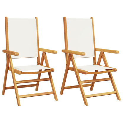 Garden Chairs 2pcs Cream White Solid Acacia Wood and Fabric