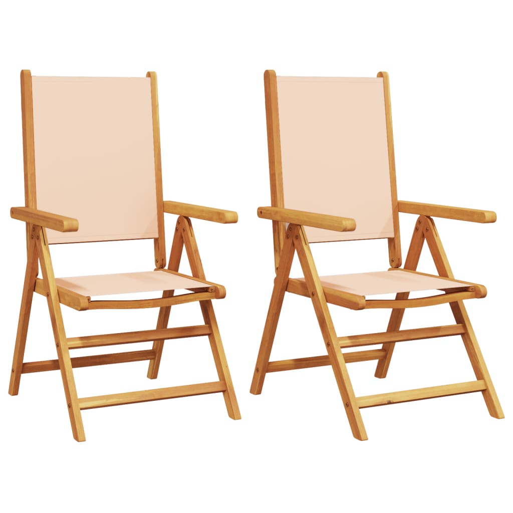 Garden Chairs 2pcs Beige Solid Acacia Wood and Fabric