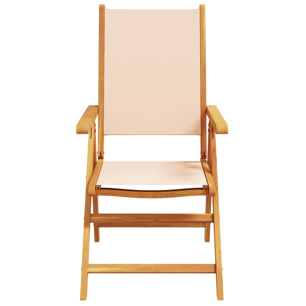 Garden Chairs 2pcs Beige Solid Acacia Wood and Fabric