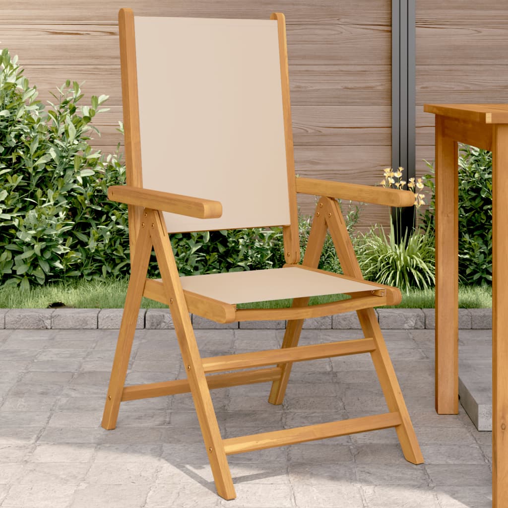 Garden Chairs 2pcs Beige Solid Acacia Wood and Fabric