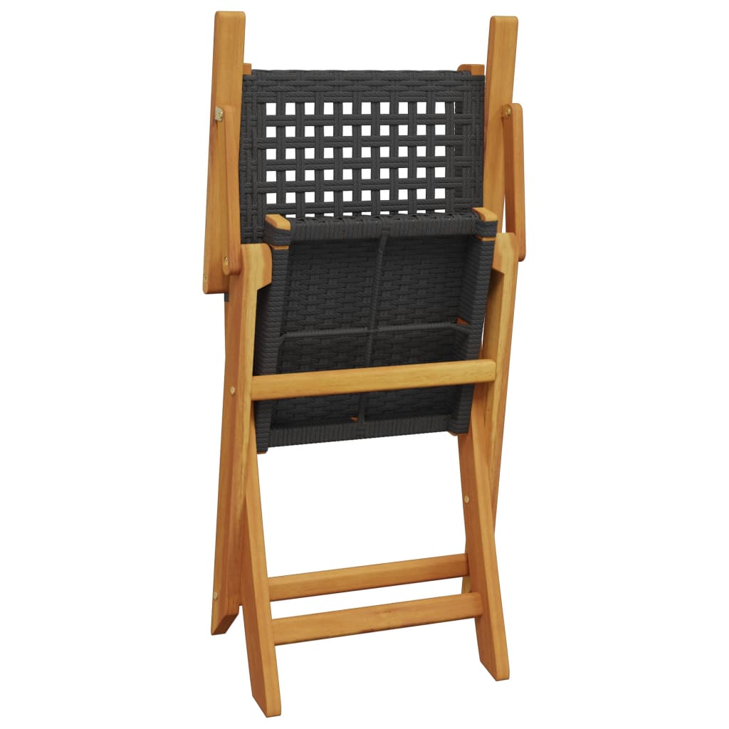 Garden Chairs 2 pcs Black Solid Acacia Wood and Polyrattan