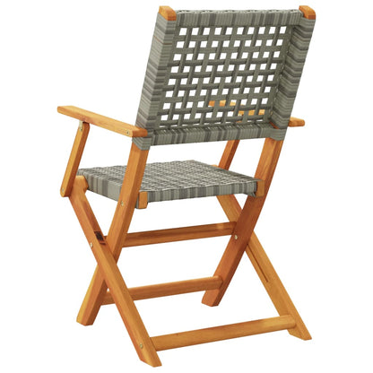 Garden Chairs 2pcs Gray Solid Acacia Wood and Polyrattan