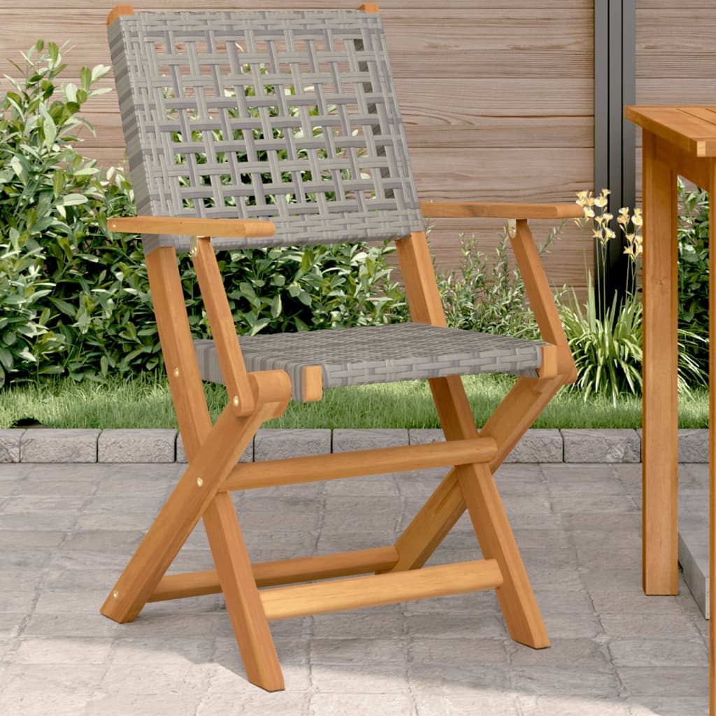 Garden Chairs 2pcs Gray Solid Acacia Wood and Polyrattan