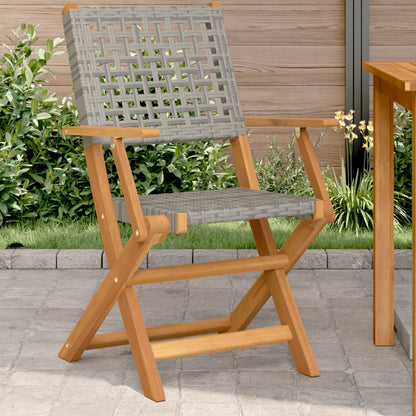 Sedie da Giardino 2pz Grigie Legno Massello Acacia e Polyrattan - homemem39