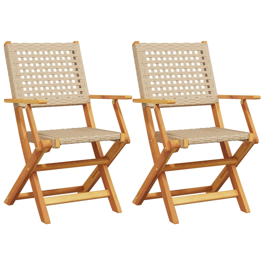 Garden Chairs 2 pcs Beige Solid Acacia Wood and Polyrattan